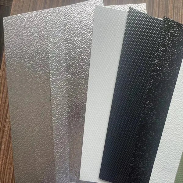 Refrigerator use embossed aluminum